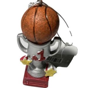 Basketball Trophy Christmas Tree Sports Ornament 1st Place Silver Cup Theme
